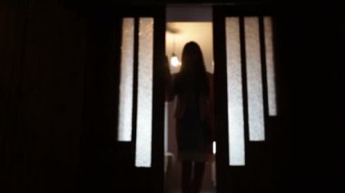 Kapı açık pencerenin bir kadın silüeti