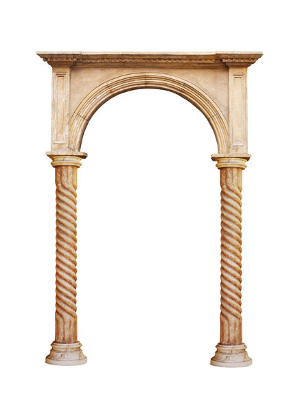 Greek arch column isolated on white background