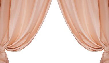 Beige curtains isolated on white background clipart