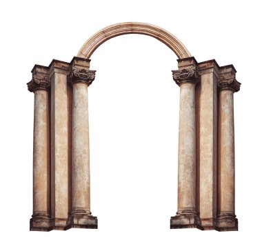 Beyaz arka plan üzerinde izole güzel antika kemer