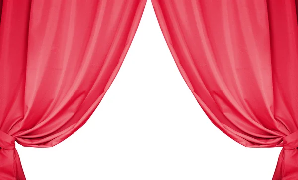 Beautiful red curtains isolated on white background — Stock Photo, Image