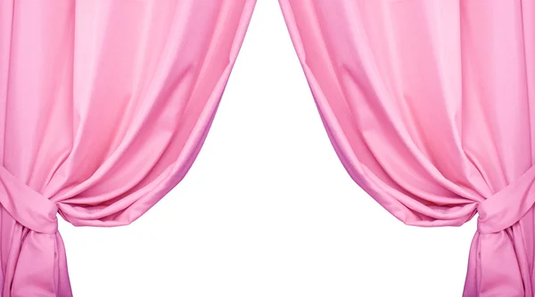 Cortina rosa recogida en pliegues cinta aislada sobre un fondo blanco —  Fotos de Stock