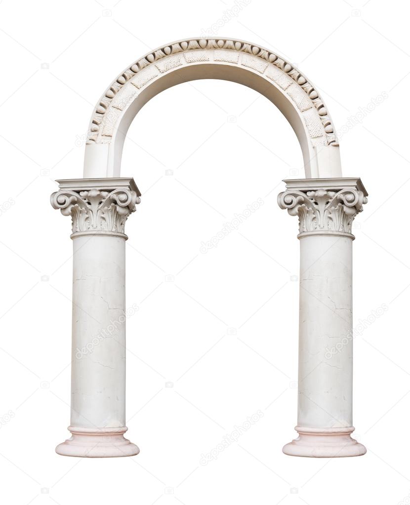 Beautiful pillar, columns in classical style isolated on white background