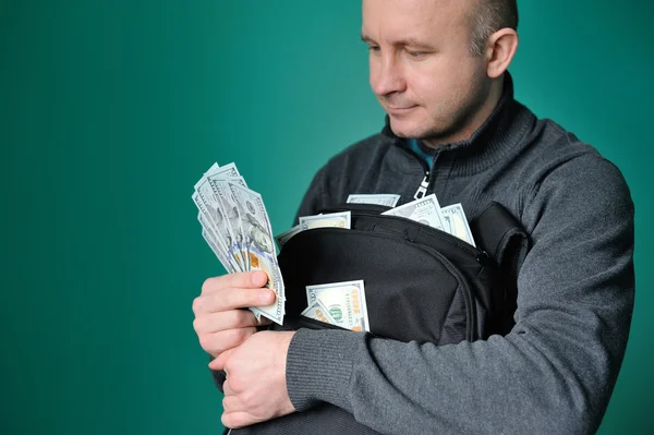 Business Man Displaying a Spread of Cash — Stock Photo, Image