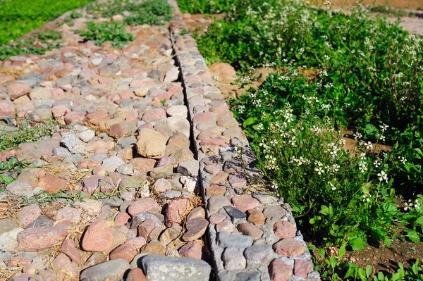 Strada lastricata di pietra, fondo strade e astratto — Foto Stock