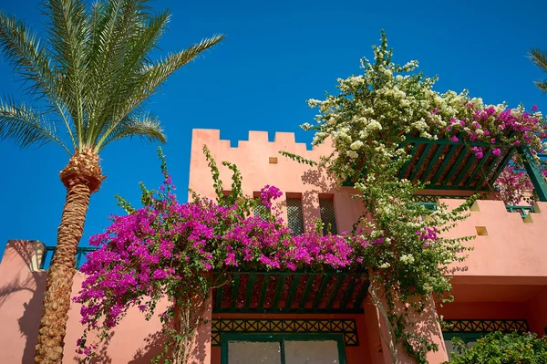 Hermosa cabaña con flores —  Fotos de Stock