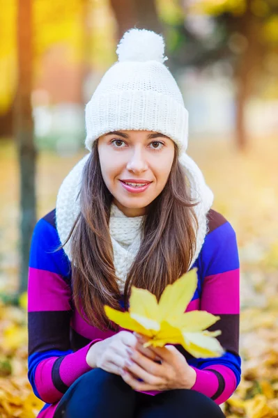 Beautiful woman in a knitted hat — Stock Photo, Image