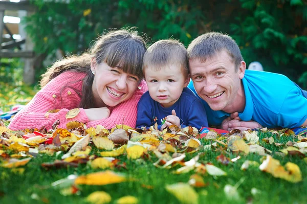 Father, mother and young son at a picnic in the park — Stock Photo, Image