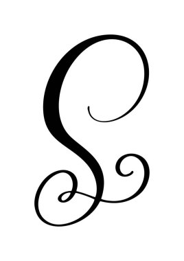 El çizimi vektör hat harfi S. Script yazı tipi logosu. El yazısı fırça biçimi gelişir