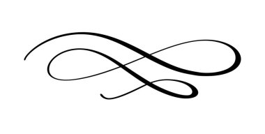 Girdap vektör süsü, çizgi stili. Klasik Filigran kaligrafik süsleme bukleleri. Menü, sertifika diploması, düğün davetiyesi, özet metin bölücüsü için dekoratif retro tasarım ögesi