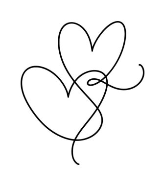 Birbirine dolanmış sevgililer günü kartı kalpleri birlik, romantizm ve güçlü bir bağın simgesi. Basit bir siyah özet Beyaz bir arkaplan