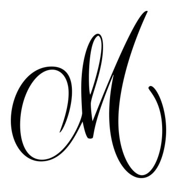El çizimi vektör hat harfi M. Script yazı tipi logosu. El yazısı fırça biçimi gelişir