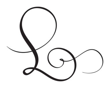 Vektör el yazısı L harfi logosu çizilmiş. Betik yazı tipi. El yazısı fırça biçimi