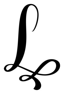 Kaligrafik harf L el çizimi vektör temiz beyaz zemin. Düğün davetiyeleri, monogramlar ve markalar için mükemmel.