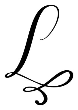 Kaligrafik harf L el çizimi vektör temiz beyaz zemin. Düğün davetiyeleri, monogramlar ve markalar için mükemmel.