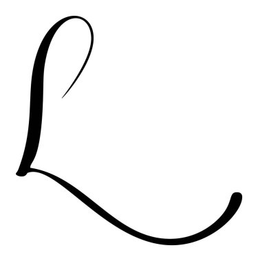 Kaligrafik harf L el çizimi vektör temiz beyaz zemin. Düğün davetiyeleri, monogramlar ve markalar için mükemmel.