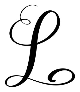 Kaligrafik vektör el çizimi L harfi şık bir baş harf oluşturuyor. Dekoratif gösterişli ve izole bir parşömen tasarımı içerir.