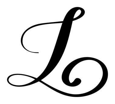 Kaligrafik harf L el çizimi vektör temiz beyaz zemin. Düğün davetiyeleri, monogramlar ve markalar için mükemmel.