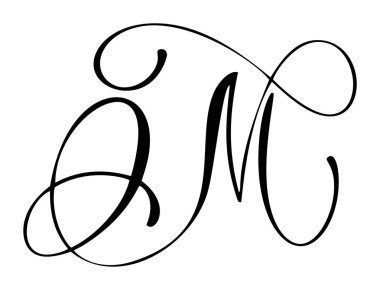 Beyaz bir arkaplanı olan büyük harfli bir yazı. Çeşitli tasarım projeleri, markalaşma ve baş harfler için vektör temiz tipografi oluşturuluyor