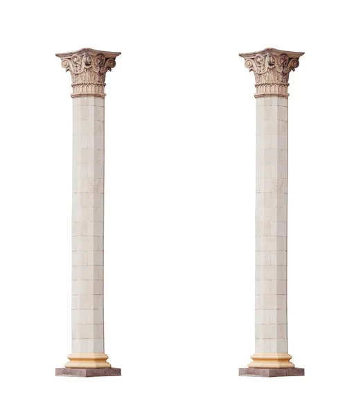 Hermosas columnas de mármol clásico aisladas sobre fondo blanco —  Fotos de Stock