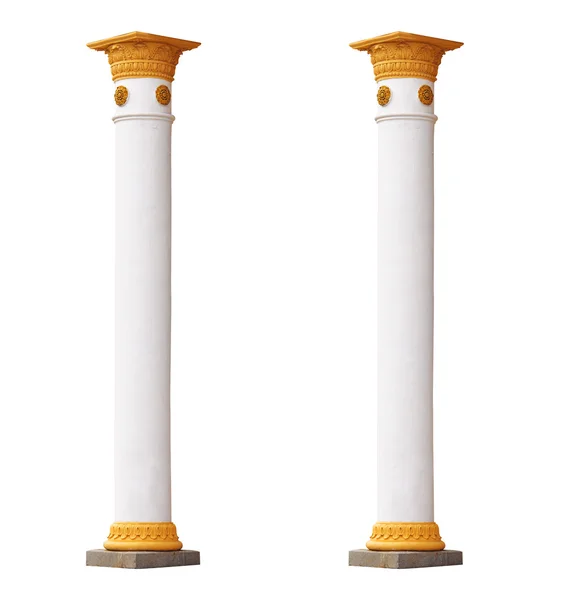 Two white columns in the classical architectural style isolated — Stock Photo, Image