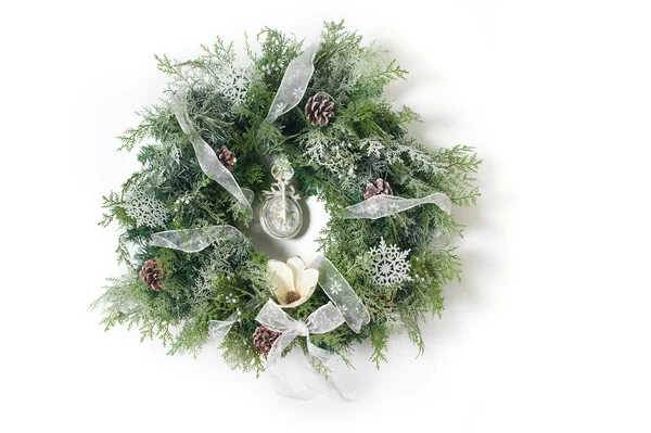 Christmas wreath on white background — Stock Photo, Image