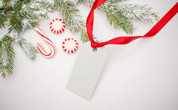 Decoración de Navidad con tarjeta de espacio para su texto —  Fotos de Stock