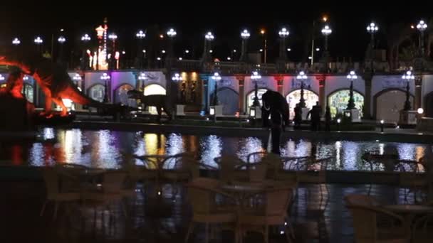 Prachtige panorama van de stad bij nacht — Stockvideo