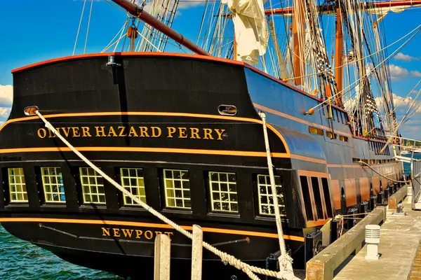 Navio Alto Oliver Hazard Perry Atracado Fort Adams Newport Rhode — Fotografia de Stock