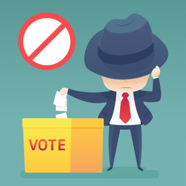 Man putting voting paper in the ballot box clipart