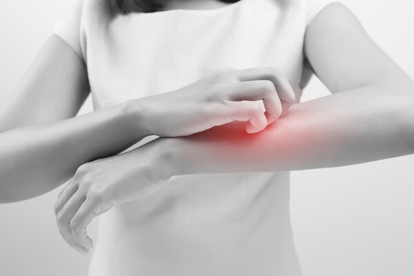 Itching In A Woman on white background