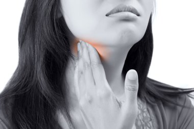 Sore throat woman clipart