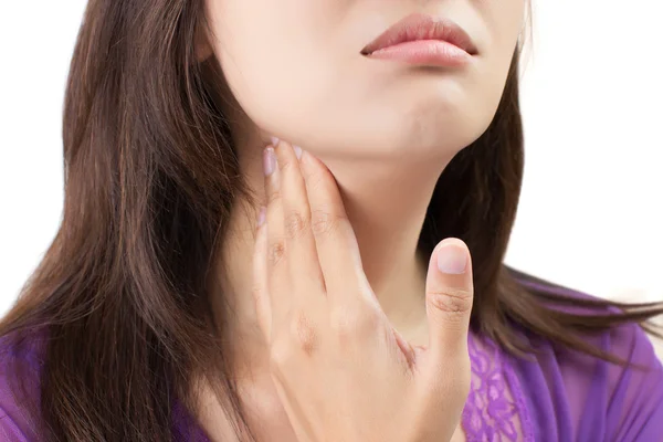 Mal di gola donna — Foto Stock