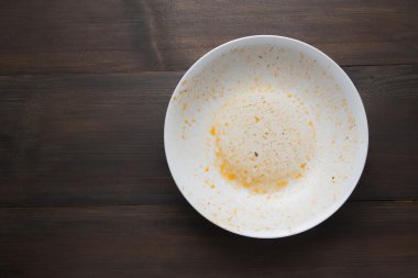 Boş bir levha, yemek bittikten sonra kirli. Abov görüntülemek