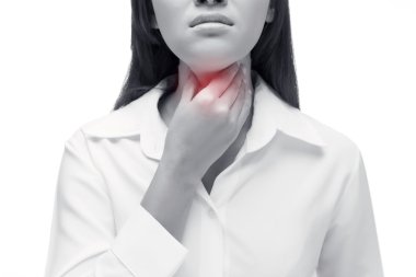 Sore throat woman on white background clipart
