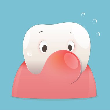 Periodontal hastalık illüstrasyonu. Çizgi film periodontit hastalığı
