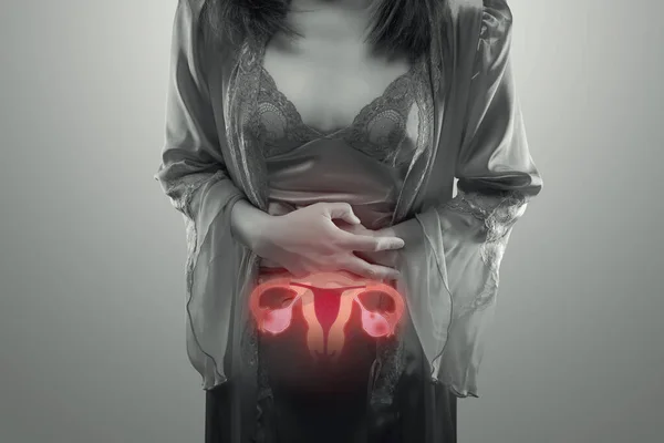 Fotot Livmodern Kvinnans Kropp Isolera Vit Bakgrund Kvinna Anatomi Koncept — Stockfoto