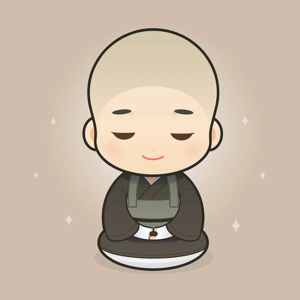 Karikatur Japanischer Buddhistischer Priester Vektor Illustration Zeichentrickfiguren Design — Stockvektor