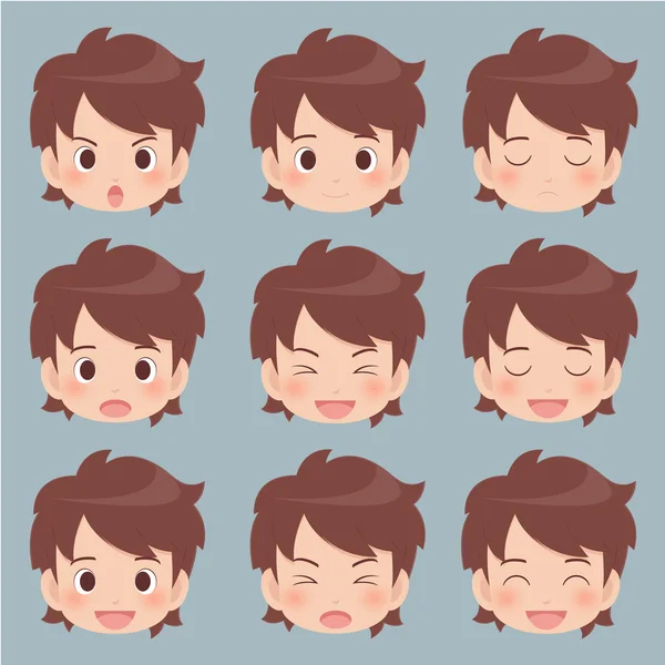 Facial expression of the boy — Stock Vector