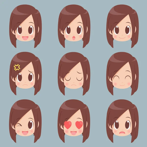 Expresión facial de la mujer — Vector de stock