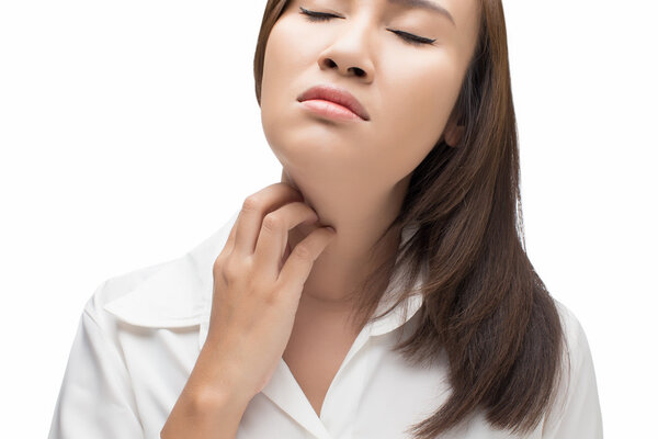 Woman scratching her self