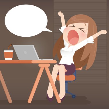Young business woman yawn clipart