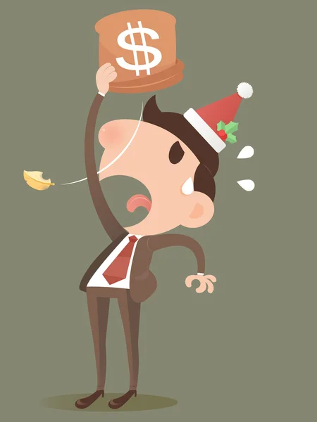 Businessman losing money from a bag — Stock Vector
