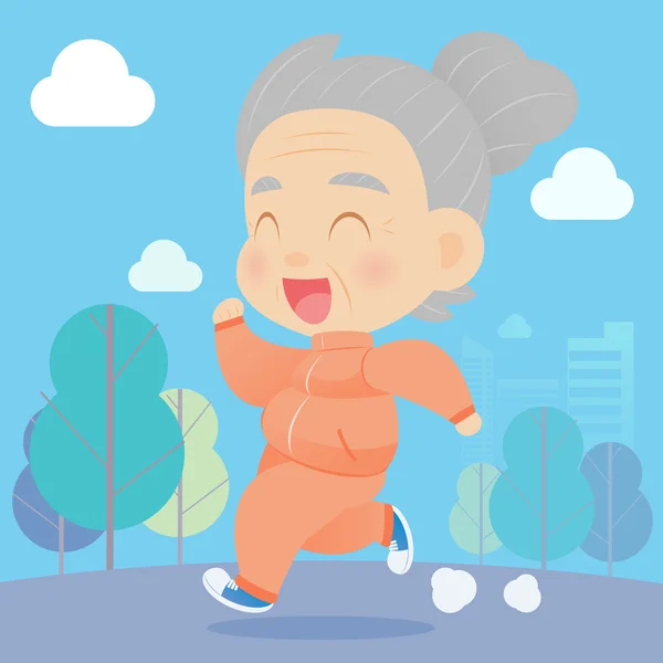 Senior aged woman jogging — Stock Vector