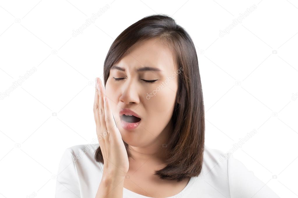 Yawning tired woman