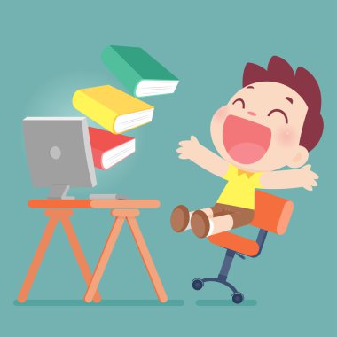 Çevrimiçi öğrenme, karikatür vektör