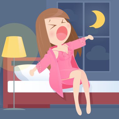 Genç kadın uykulu vektör çizgi film