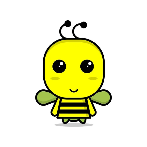 Cute Bee Vector White Background — Stock Vector