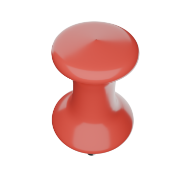 Beyaz arkaplanda gölgesi olan kırmızı bir düğmenin 3 boyutlu resmi