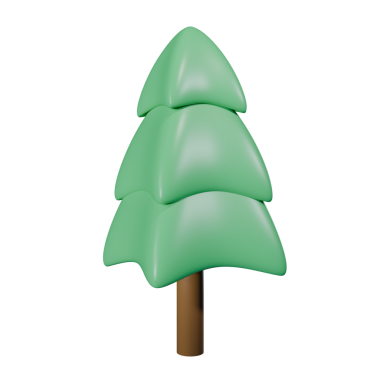 Beyaz arkaplanda yeşil bir ağacın 3 boyutlu görüntüsü